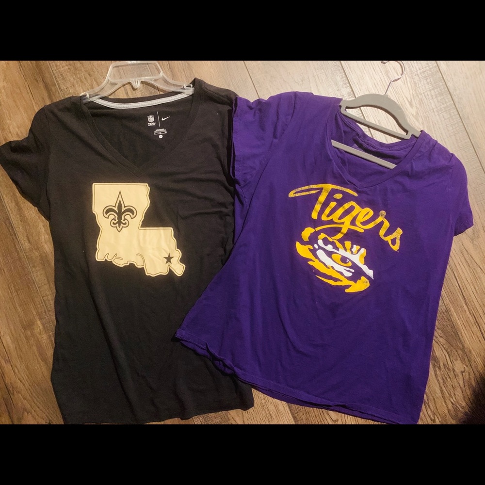 Set of XL LSU Tigers and Saints T-shirts Game Day